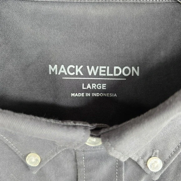 Mack Weldon Men's Oxford‎ Button-Down Dress Shirt Long Sleeve Gray Large - Picture 3 of 10